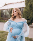 Maternity Baby Shower tulle dress • Style Midi ABIGAIL • 11 Snow Blue