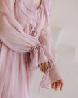 Elegant Silk Chiffon Maternity Dress with Ruffles -  “Emily”