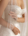 Pearls bridal veil • Wedding veil with pearls edge