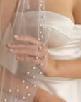 Pearls bridal veil • Wedding veil with pearls edge