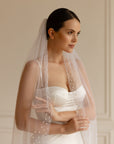 Pearls bridal veil • Wedding veil with pearls edge