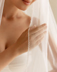 Beaded Edge Wedding Veil Fingertip