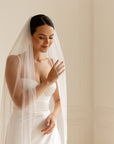 Beaded Edge Wedding Veil Fingertip