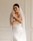 Beaded Edge Wedding Veil Fingertip
