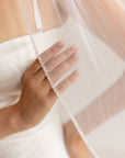 Beaded Edge Wedding Veil Fingertip