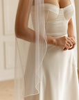 Beaded Edge Wedding Veil Fingertip