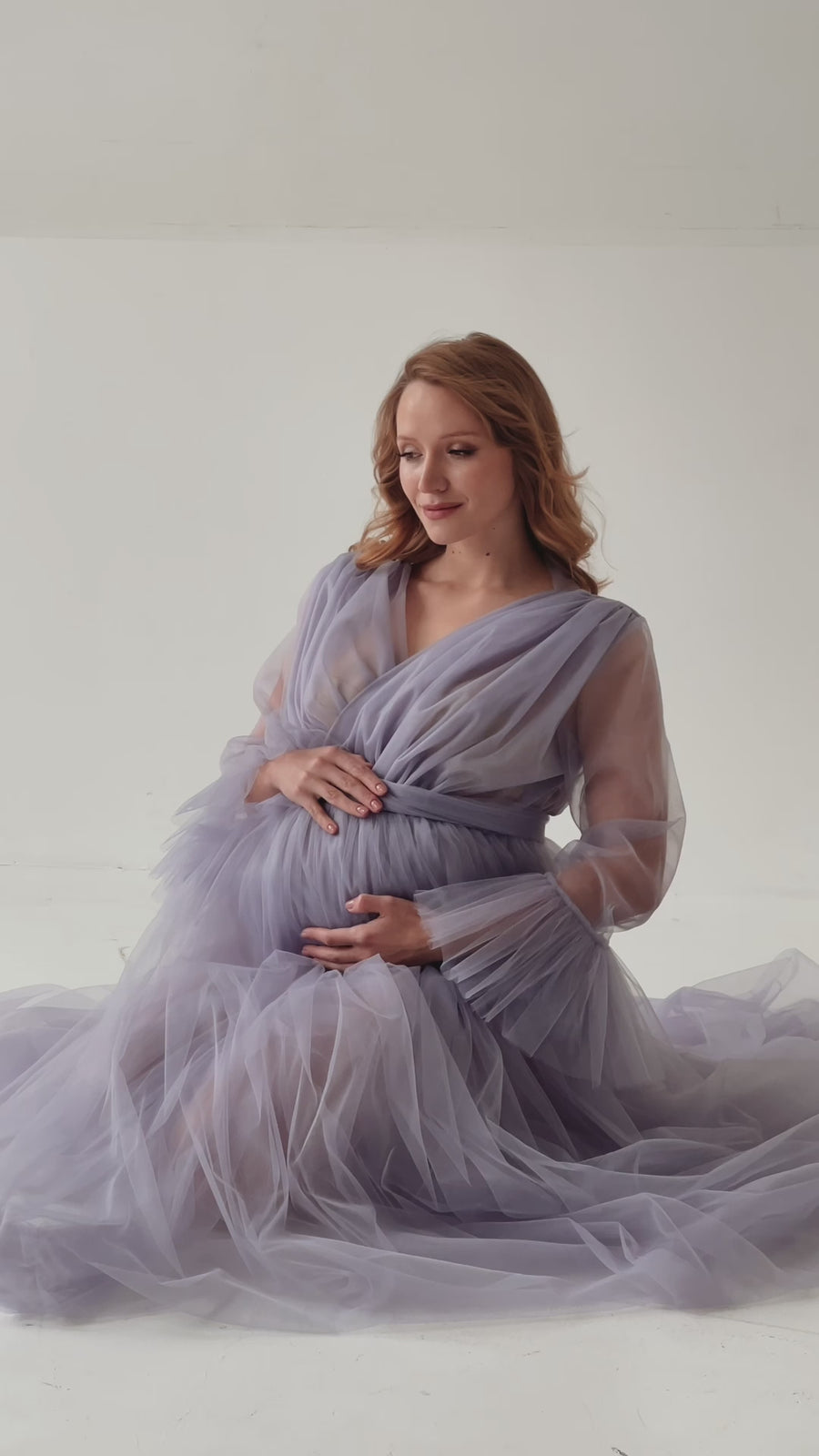 In Stock • Tulle Puffy Maternity Dress With Train • Style PAULA