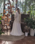 Floral Wedding veil • Trend 2024 -  STYLE Selena 141 Beige• Fingertip